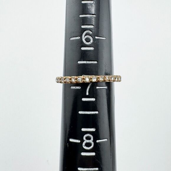 Vintage 2 Ann Taylor Rhinestone Band Rings Dainty Minimalist Stack Glamour - Picture 8 of 9